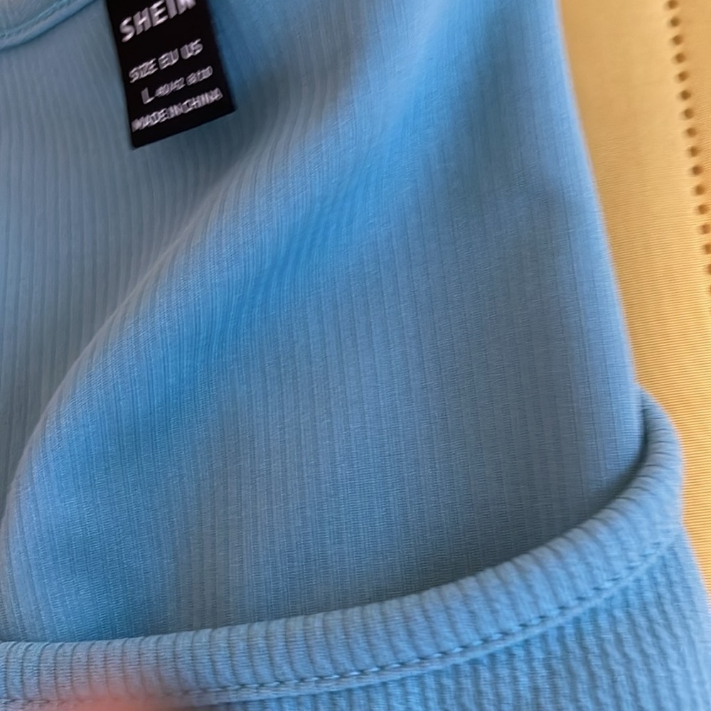 SHEIN Sky Blue Ribbed Set - Picture 4 of 5